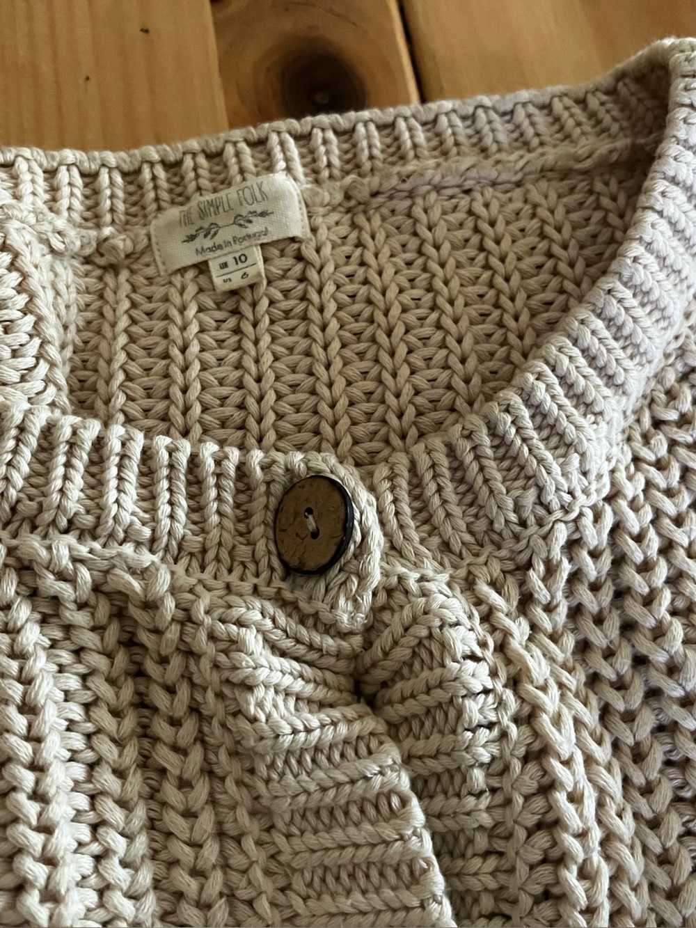Relaxed Knit Button-Front Cardigan in Cream - Picture 2 of 3